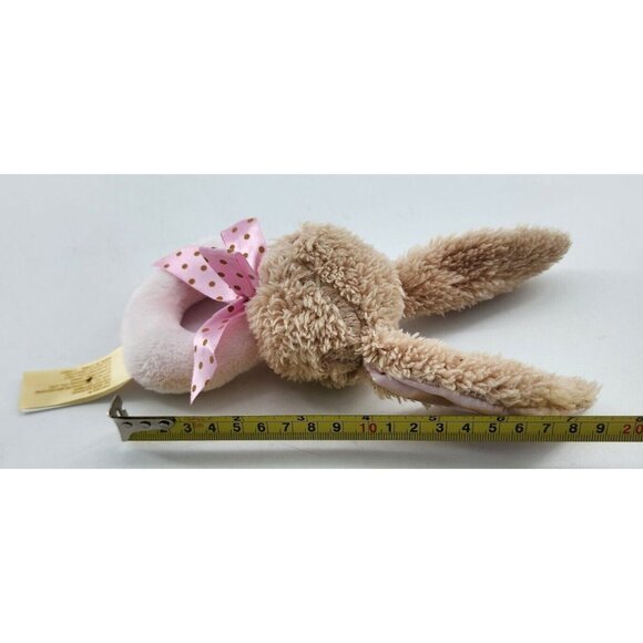 Dan Dee Pink Bunny Rabbit Rattle Plush Circle Handheld Polka Dot Ribbon Bow - Picture 7 of 8